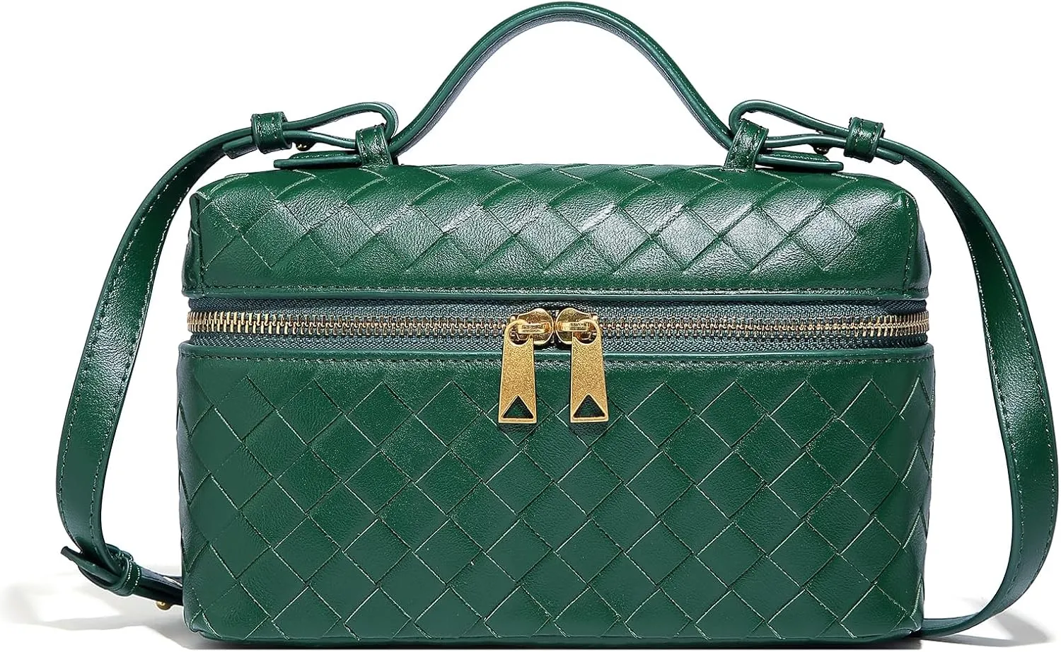 Trendy Woven Crossbody Purse Bag for Women, Cute Shoulder Bag Square Box Bags Mini PU Leather Top Handle Purses Handbag
