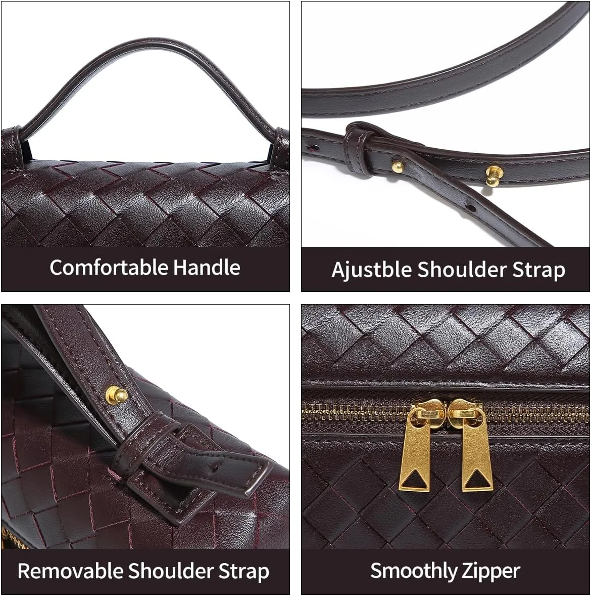 Trendy Woven Crossbody Purse Bag for Women Cute Shoulder Bag Square Box Bags Mini PU Leather Top Handle Purses Handbag
