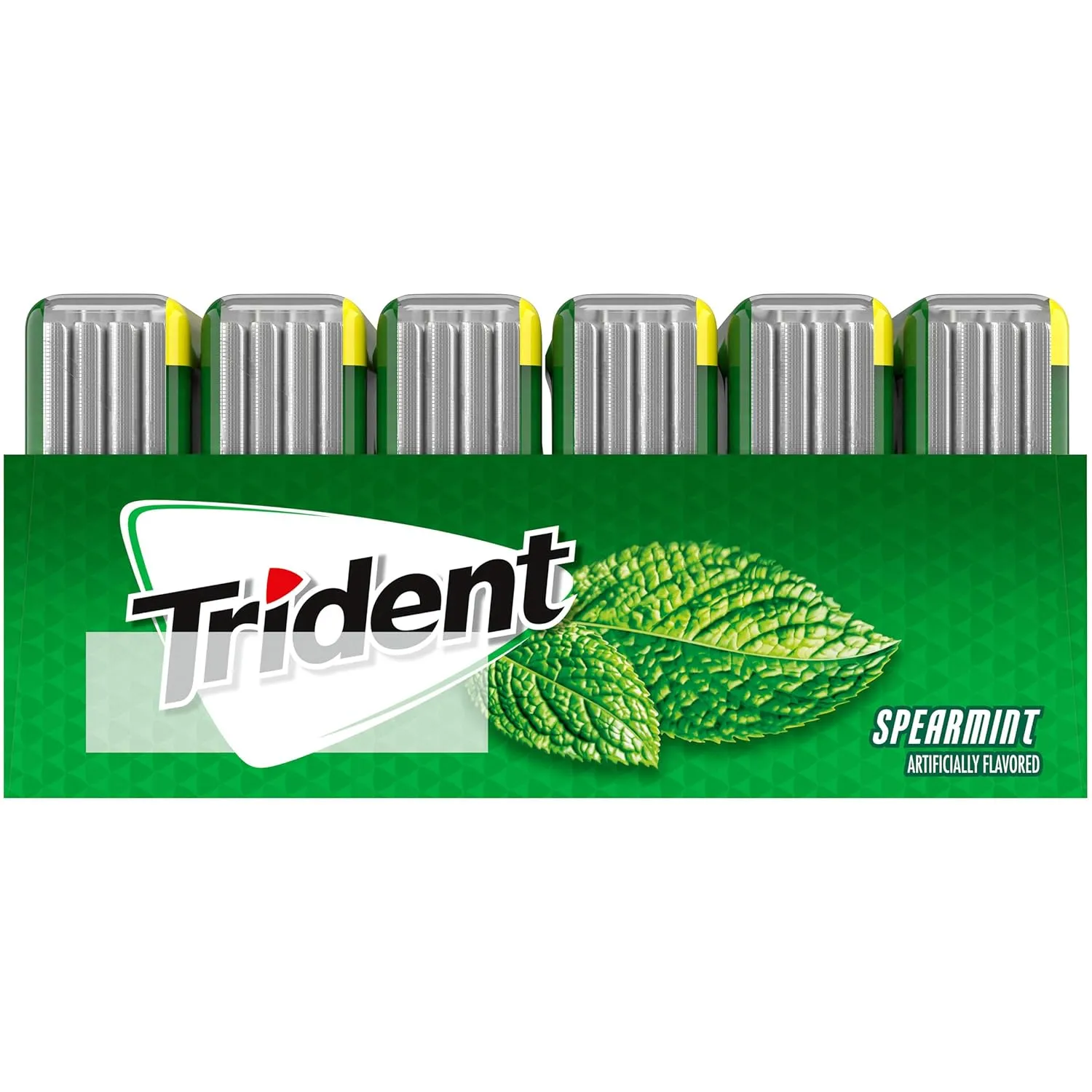 Trident Spearmint Sugar Free Gum, 6 Pocket Packs of 28 Pieces (168 Total Pieces)