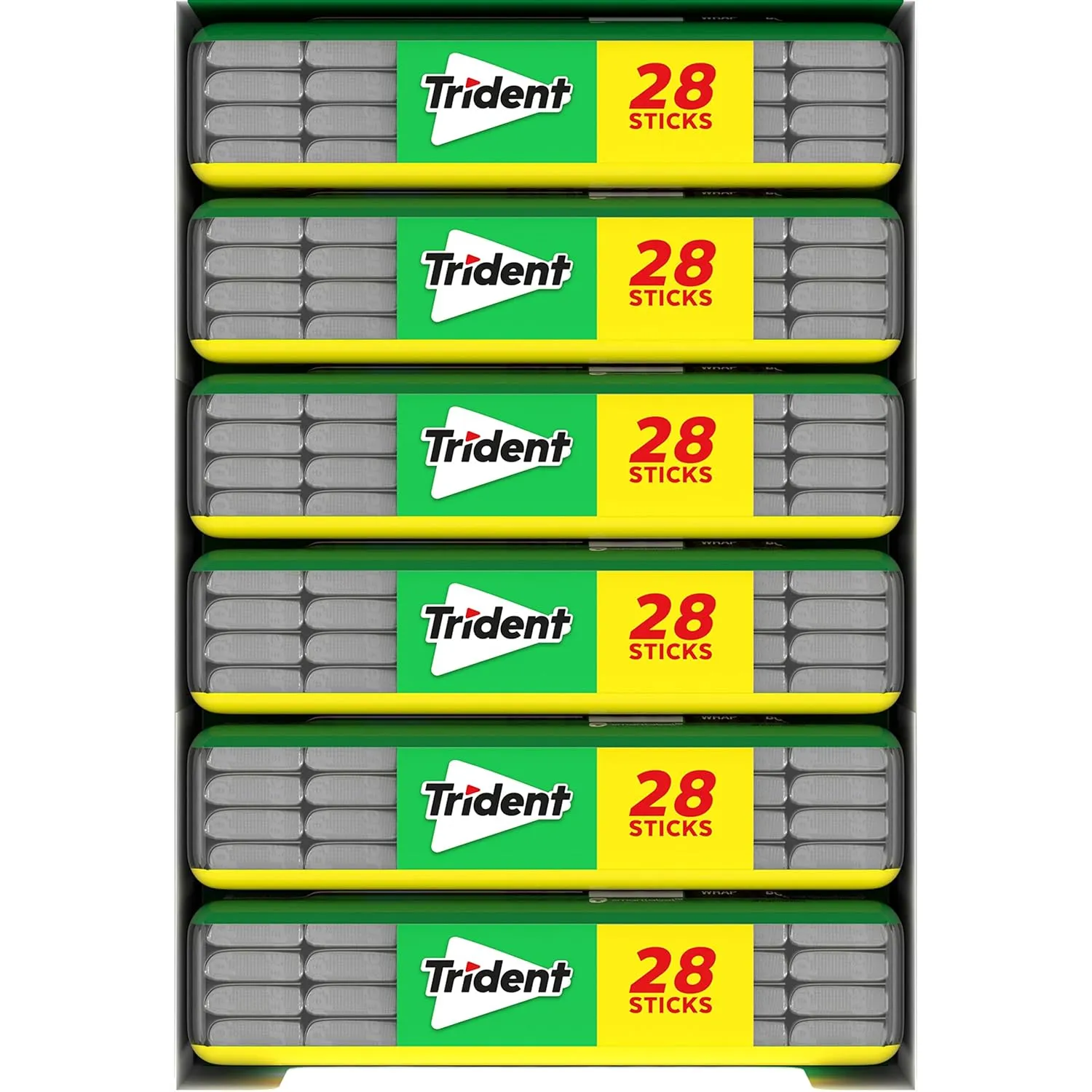 Trident Spearmint Sugar Free Gum, 6 Pocket Packs of 28 Pieces (168 Total Pieces)