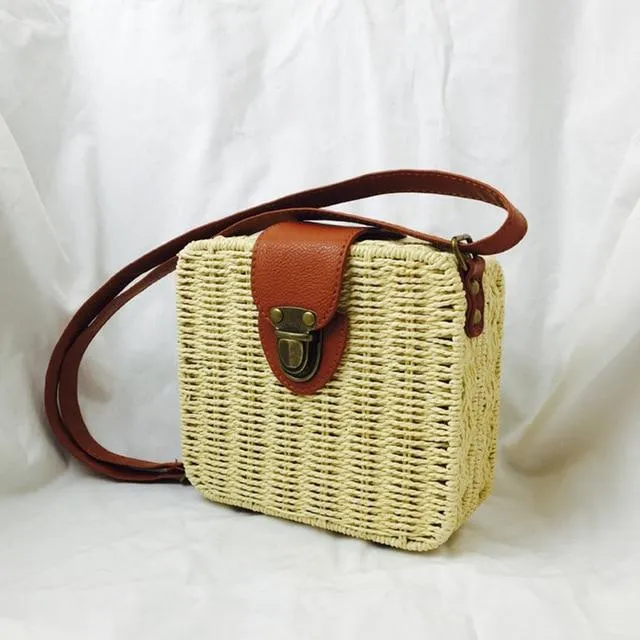 Tropical Hand-Woven Straw Purses