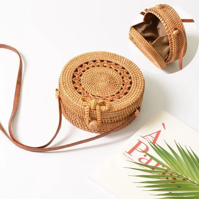 Tropical Hand-Woven Straw Purses