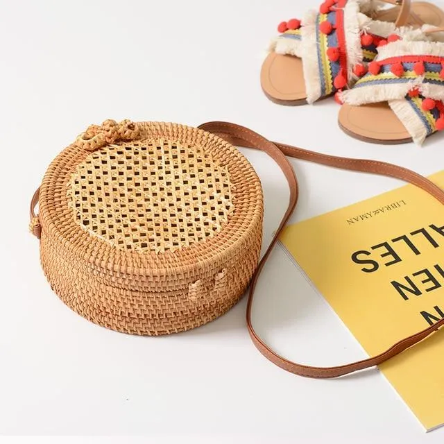 Tropical Hand-Woven Straw Purses
