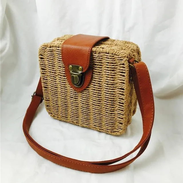 Tropical Hand-Woven Straw Purses