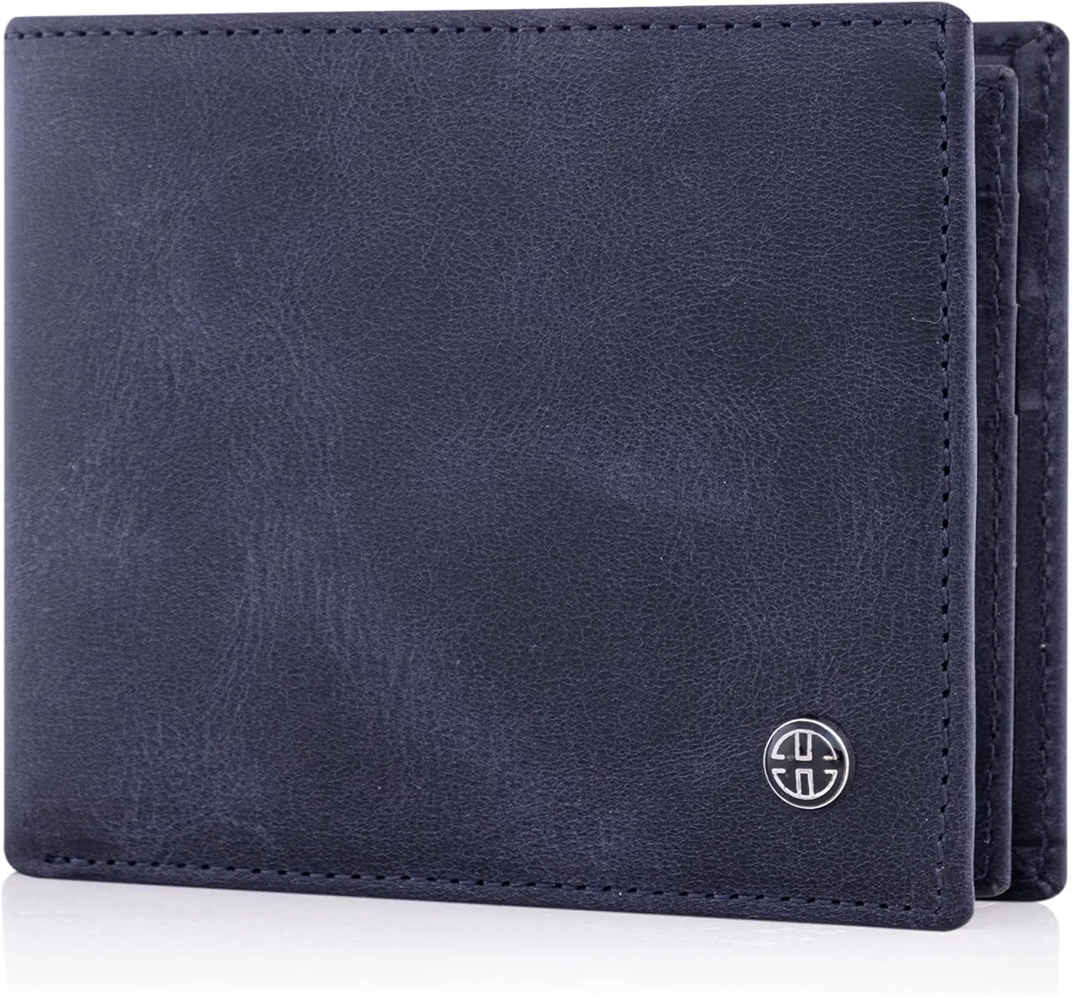 TRUSADOR Savona Classic Men's Wallets Leather Bifold with RFID Wallet for Men Gift Box (Navy)