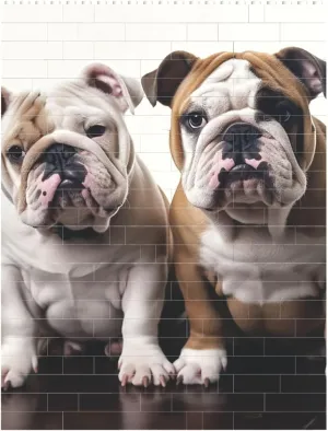 Two Cute Bulldog Dogs Building Block Puzzle Personalized Building Bricks Block Puzzle Building Family Keepsake DIY Brick Block Puzzles Valentine's Day Gifts for Home Decor Brick Puzzle