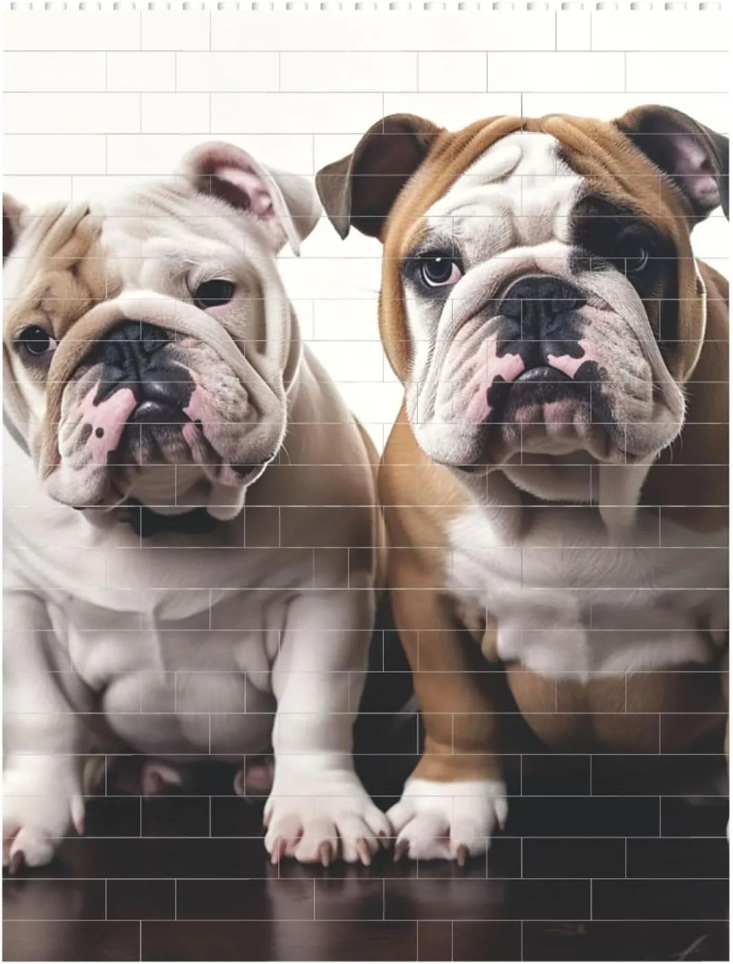 Two Cute Bulldog Dogs Building Block Puzzle Personalized Building Bricks Block Puzzle Building Family Keepsake DIY Brick Block Puzzles Valentine's Day Gifts for Home Decor Brick Puzzle