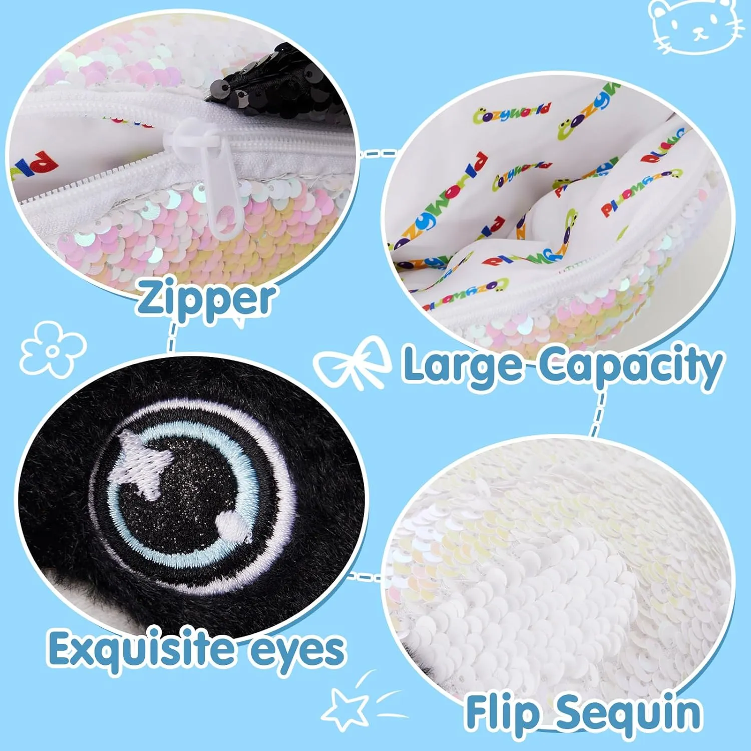 Unicorn Purse Pops Sequin Unicorn Toys Plush Animal Shaped Purse, Kids Fashion Handbags