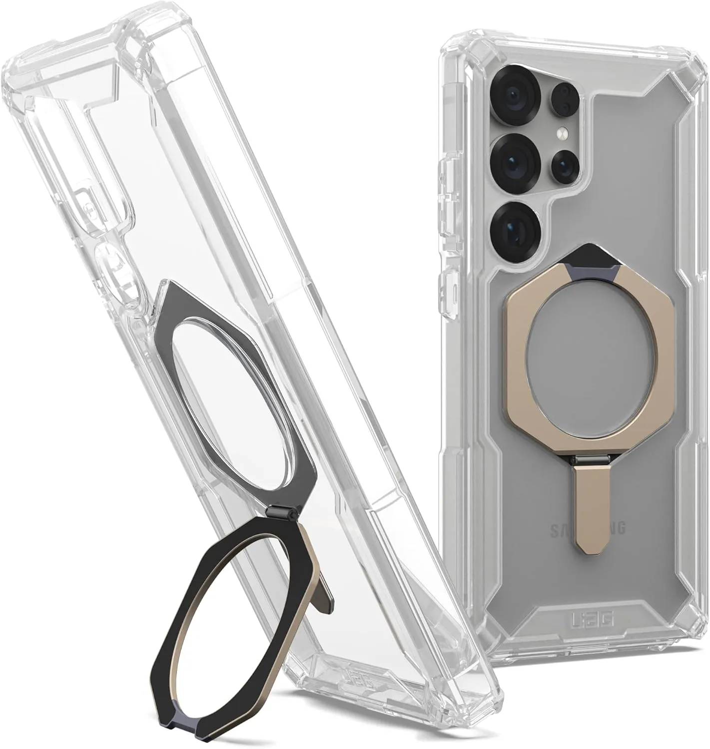 URBAN ARMOR GEAR UAG for Samsung Galaxy S25 Ultra Case 6.8" with Kickstand Plasma XTE - Compatible with Magnetic Charging Transparent Rugged Military Drop Tested Protective Cover, Clear/Titanium