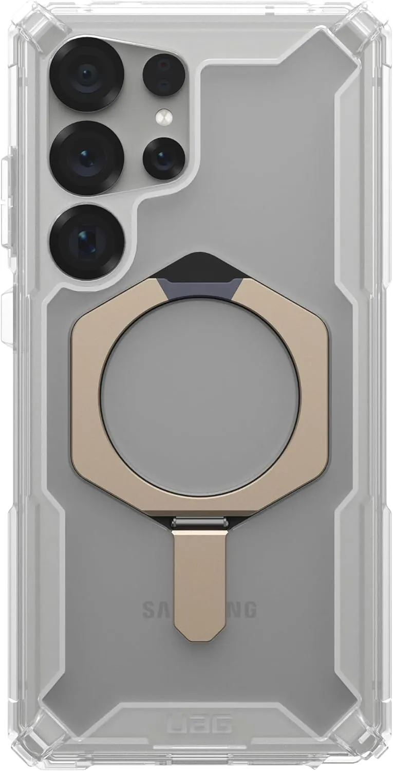 URBAN ARMOR GEAR UAG for Samsung Galaxy S25 Ultra Case 6.8" with Kickstand Plasma XTE - Compatible with Magnetic Charging Transparent Rugged Military Drop Tested Protective Cover, Clear/Titanium