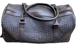Uroosa Leather Carry-on Duffel Bag Handmade | Made with Cow Leather | Designed for Both Men and Women | Special for Gift, Gym, Sports, Multi-Purpose Uses | Size (22 x 11 x 11), Black