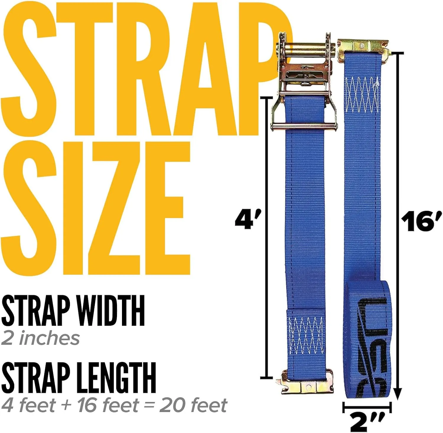 US Cargo Control E-Track Ratchet Straps (8-Pack), 4,400 LBS Break Strength, 2 Inch x 20 Foot Heavy Duty Blue E-Track Straps with 4 Foot Fixed End and Spring E-Fittings, Logistic Tiedowns