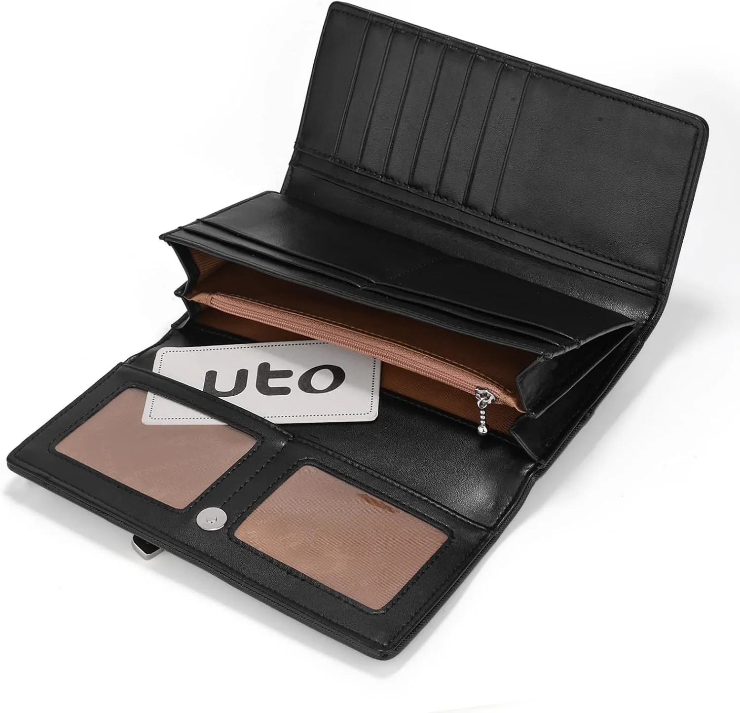 UTO RFID Wallet for Women Large Capacity PU Leather Card Holder Phone Case Zipper Pocket Purse Clutch