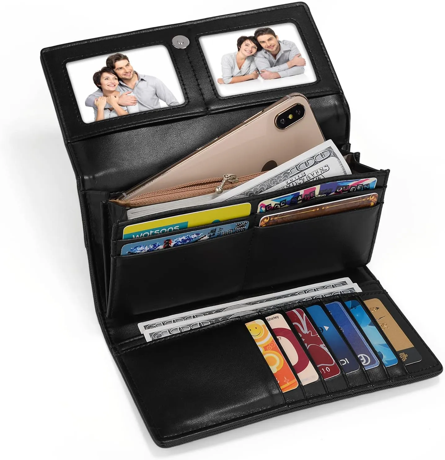 UTO RFID Wallet for Women Large Capacity PU Leather Card Holder Phone Case Zipper Pocket Purse Clutch