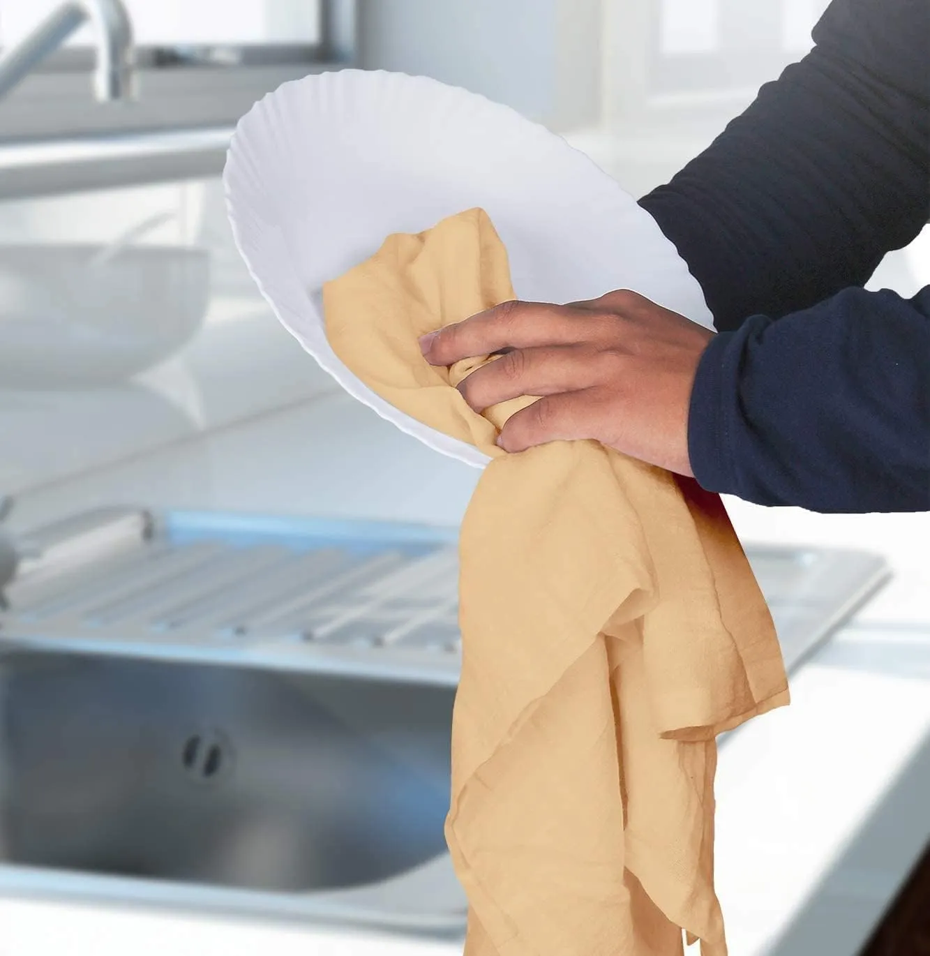 Utopia Kitchen Beige Flour Sack Towels [24 Pack - 28 x 28 Inch] 100% Cotton Tea Towels for Cleaning & Drying - Highly Absorbent Kitchen Dish Cloth
