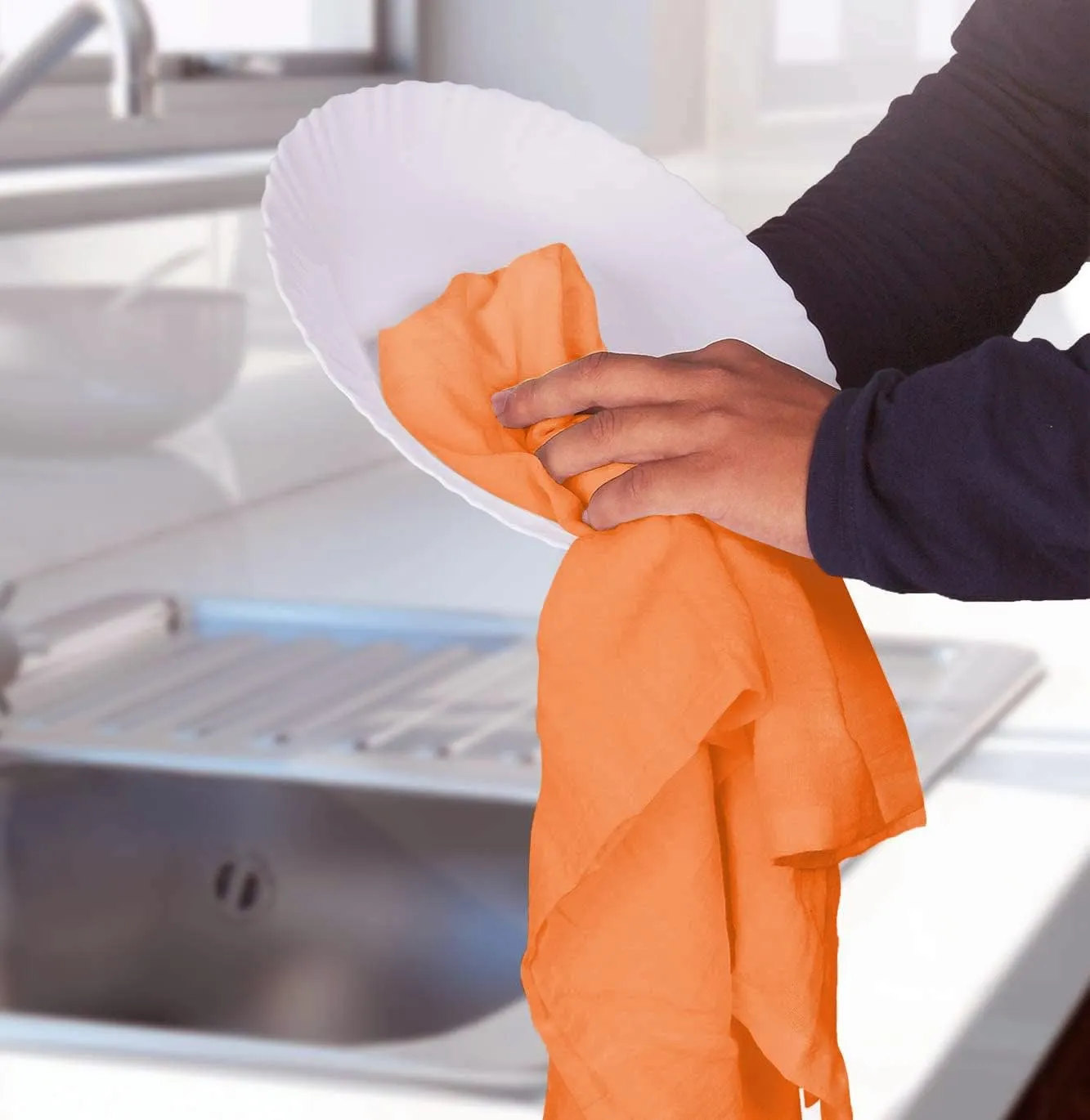 Utopia Kitchen Orange Flour Sack Towels [12 Pack - 28 x 28 Inch] 100% Cotton Tea Towels for Cleaning & Drying - Highly Absorbent Kitchen Dish Cloth