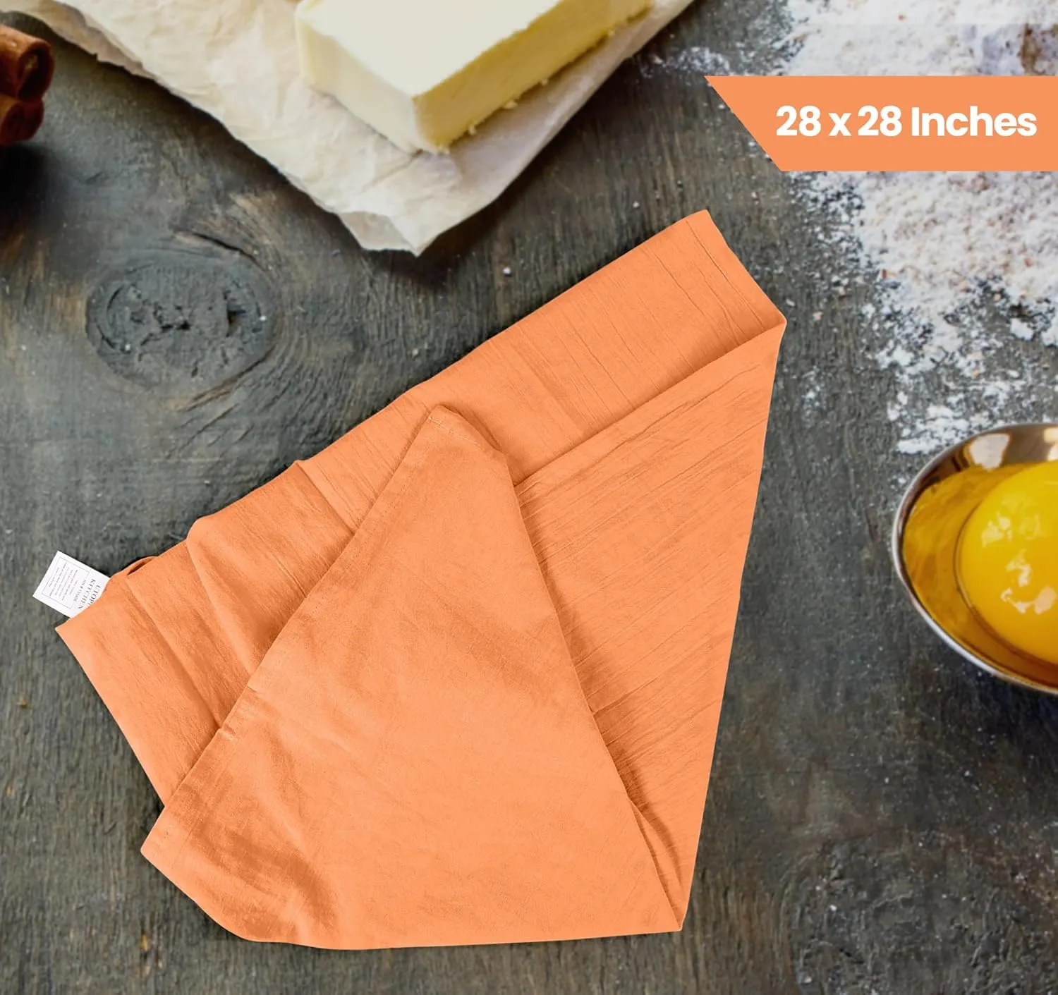 Utopia Kitchen Orange Flour Sack Towels [12 Pack - 28 x 28 Inch] 100% Cotton Tea Towels for Cleaning & Drying - Highly Absorbent Kitchen Dish Cloth