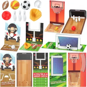 Valentines Day Gifts for Kids - 30 PCS Mini Sports Ball Eraser & Cards - Valentine Exchange Prizes for Girls & Boys School Classroom