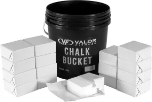 Valor Fitness Gym Chalk Stand, Bucket or Chalk Refills- Weight Lifting Chalk - Hand Grip & Gym Chalk Holder or Bucket - Gymnastics Rock Climbing Chalk Blocks Included
