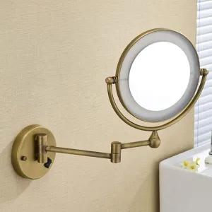 Vanity Mirror, Makeup Mirror Vanity Mirror Wall Mounted Mirror,Antique Bathroom LED Makeup Mirror Folding Retractable Vanity Mirror Double-Sided Magnifying Beauty Mirror with Light Cosmetic