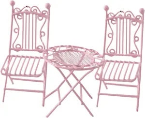 VANZACK 3pcs Miniature Table Chair Set Scale Tiny House Furniture for Dollhouse Decor for Garden and Bistro Scenes Lightweight and Realistic Design