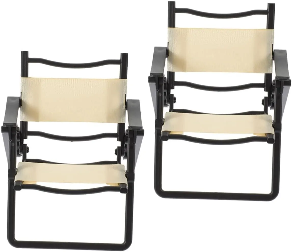 VANZACK 3sets Foldable Mini Chair Miniature Chair Mini Beach Doll House Accessories Micro Landscape Decor 2pcs*3