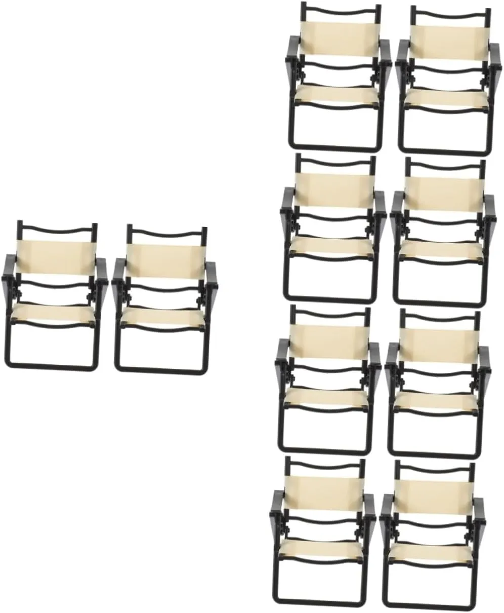 VANZACK 3sets Foldable Mini Chair Miniature Chair Mini Beach Doll House Accessories Micro Landscape Decor 2pcs*3