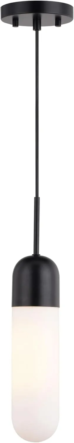 VAXCEL Thalia Matte Black Contemporary Mini Pendant Ceiling Light White Pill Glass