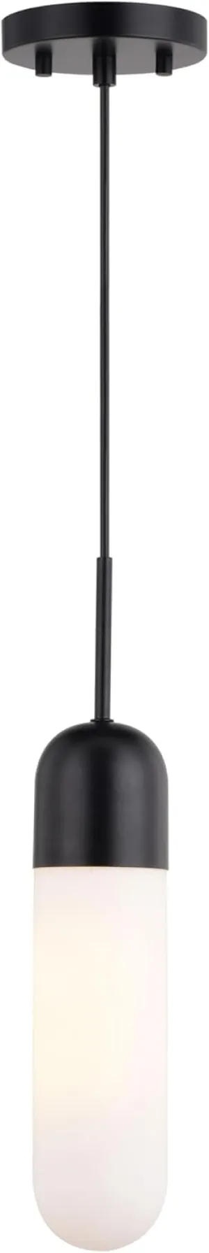 VAXCEL Thalia Matte Black Contemporary Mini Pendant Ceiling Light White Pill Glass