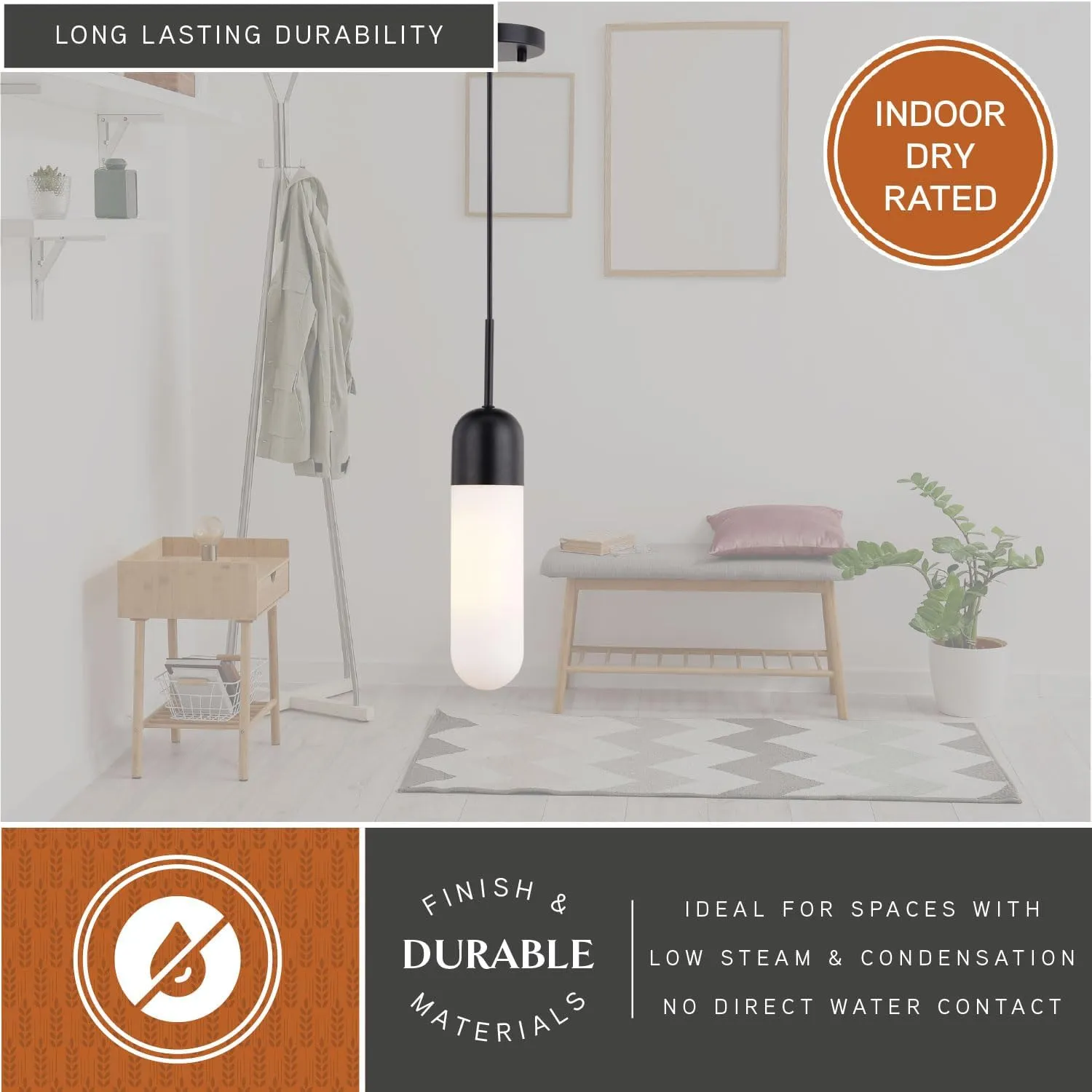 VAXCEL Thalia Matte Black Contemporary Mini Pendant Ceiling Light White Pill Glass