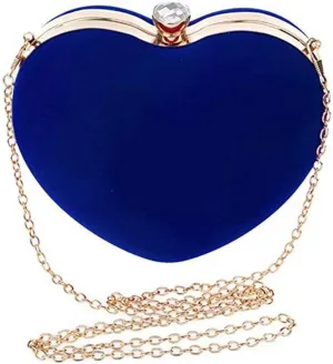 Velvet Heart Shape Clutch Purses for Women Evening Party Tote with Shoulder Chain