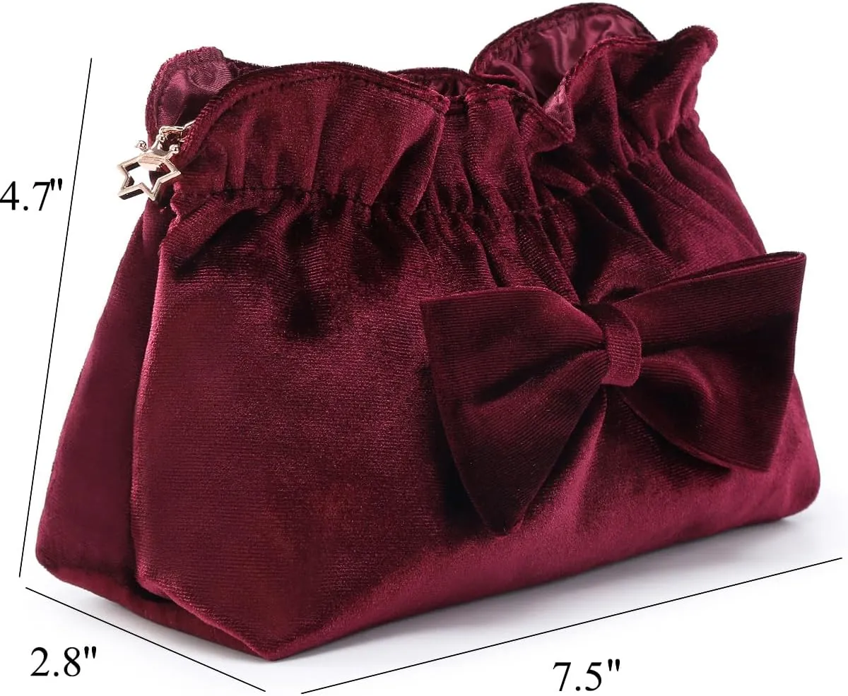 Velvet Makeup Bag Velvet Purse Cosmetic Bag with Zipper, Toiletry/Travel Bag Bag for Women Girls Gift for Woman Birthday, Thanksgiving, Christmas Valentines Day Gifts