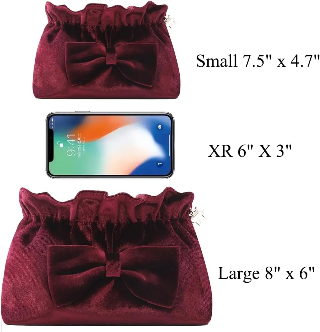 Velvet Makeup Bag Velvet Purse Cosmetic Bag with Zipper, Toiletry/Travel Bag Bag for Women Girls Gift for Woman Birthday, Thanksgiving, Christmas Valentines Day Gifts