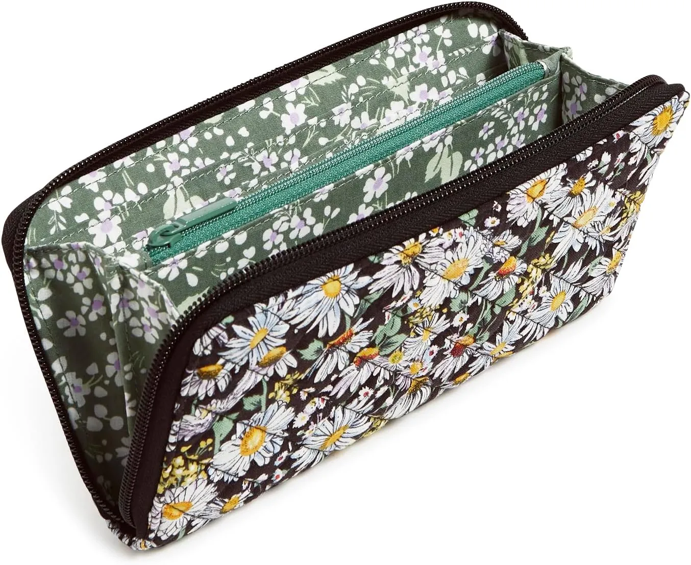 Vera Bradley Cotton Jordin Continental Wallet with RFID Protection, Daisies White