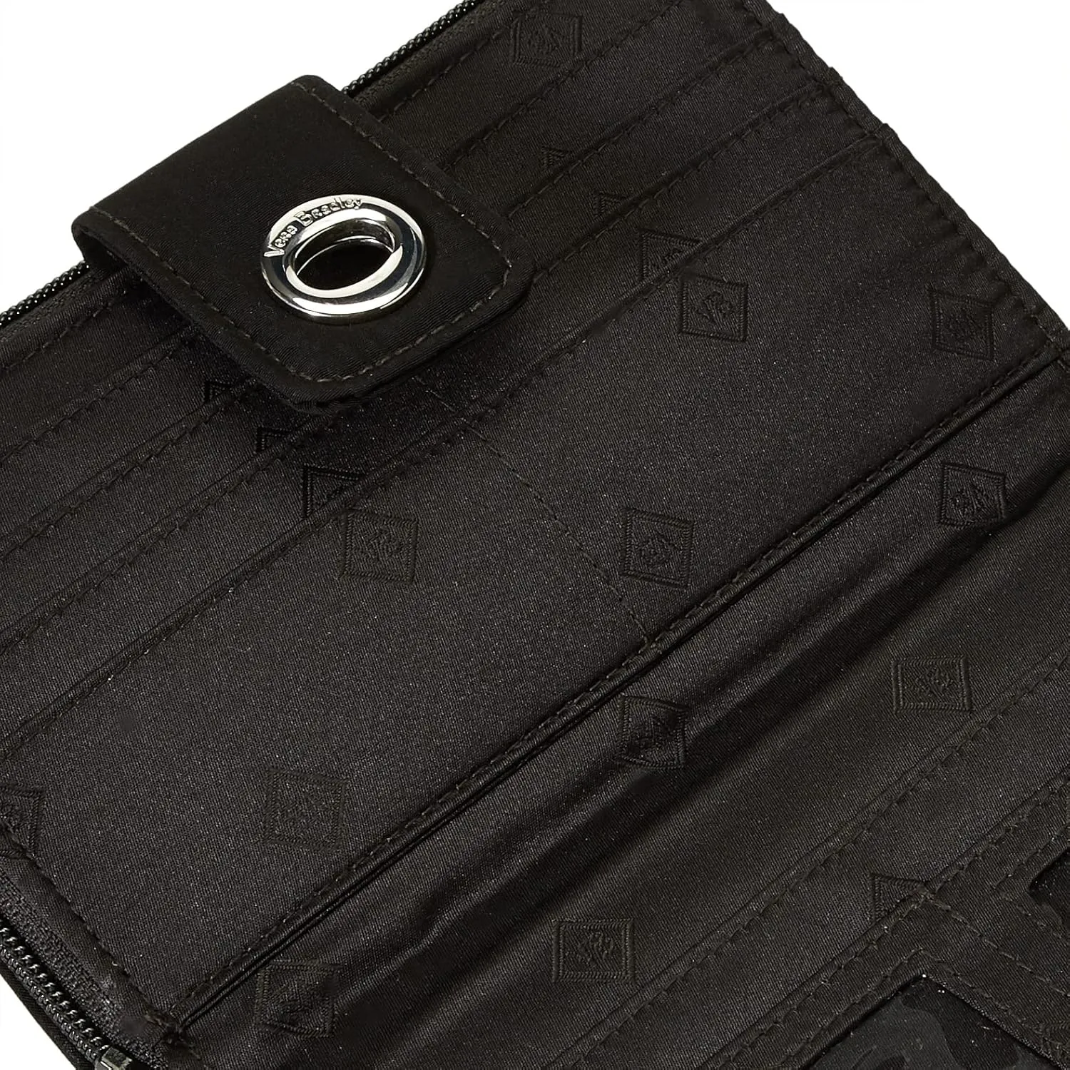 Vera Bradley Women's Microfiber Turnlock Wallet With RFID Protection, True Black, One Size