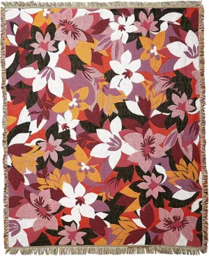 Vera Bradley Women's Recycled Cotton Indoor/Outdoor Throw Blanket, Rosa Floral, One Size