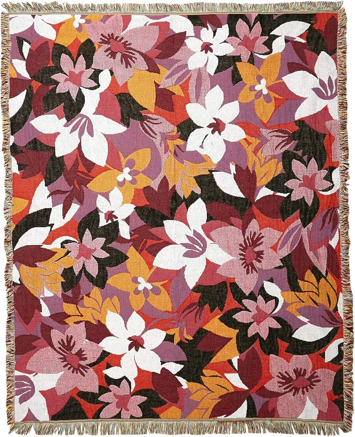 Vera Bradley Women's Recycled Cotton Indoor/Outdoor Throw Blanket, Rosa Floral, One Size