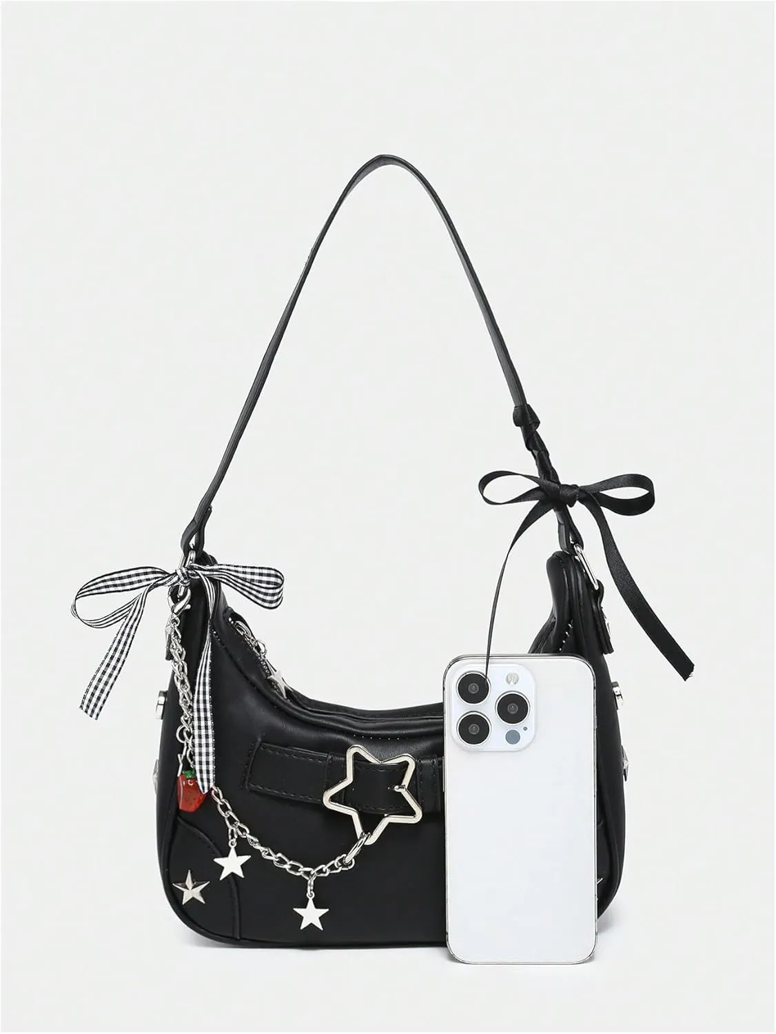 Verdusa Women's Y2k Underarm Shoulder Bag Studded Hobo Handbag Small Purses