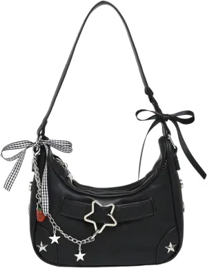 Verdusa Women's Y2k Underarm Shoulder Bag Studded Hobo Handbag Small Purses