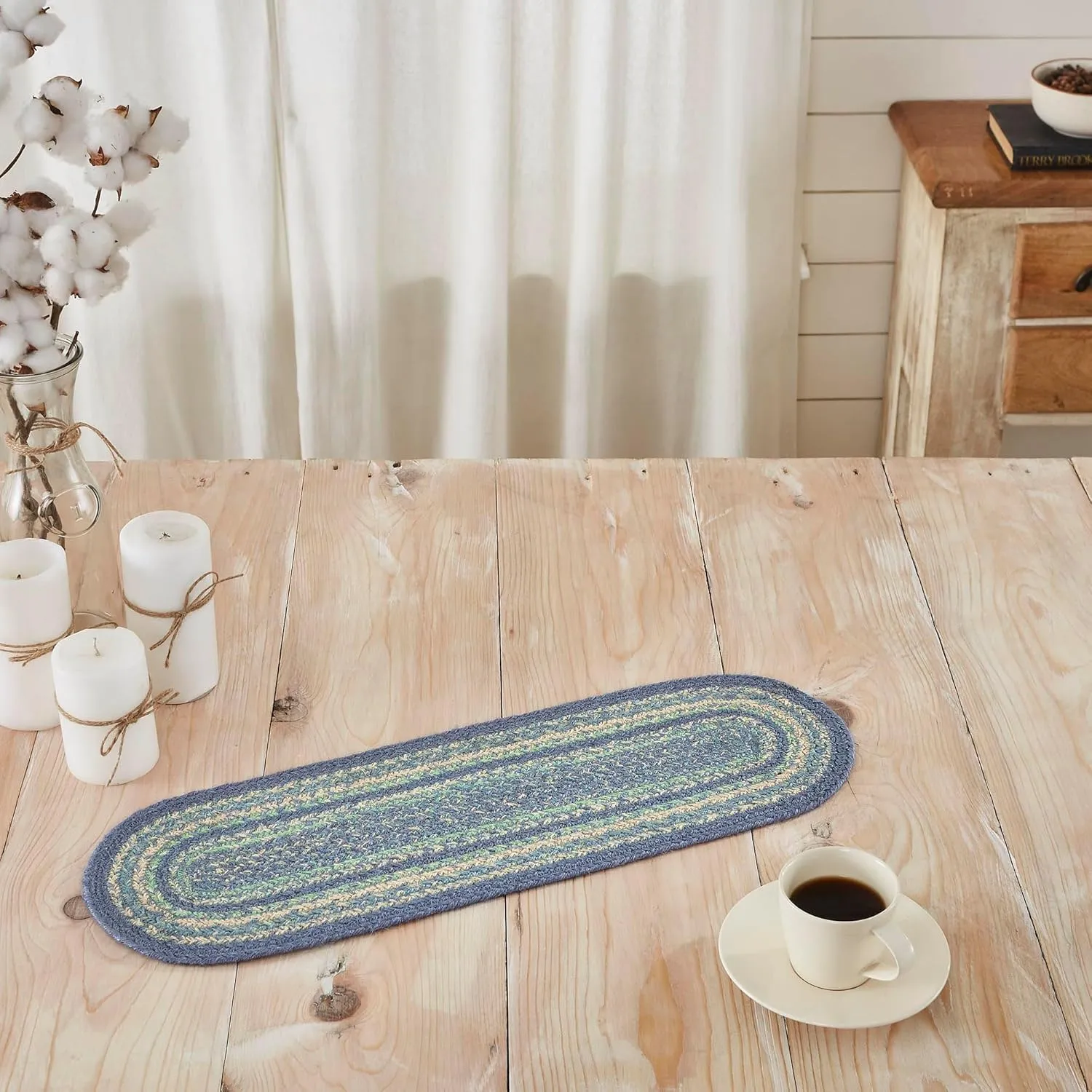 VHC Brands Jolie Jute Oval Runner 8x24