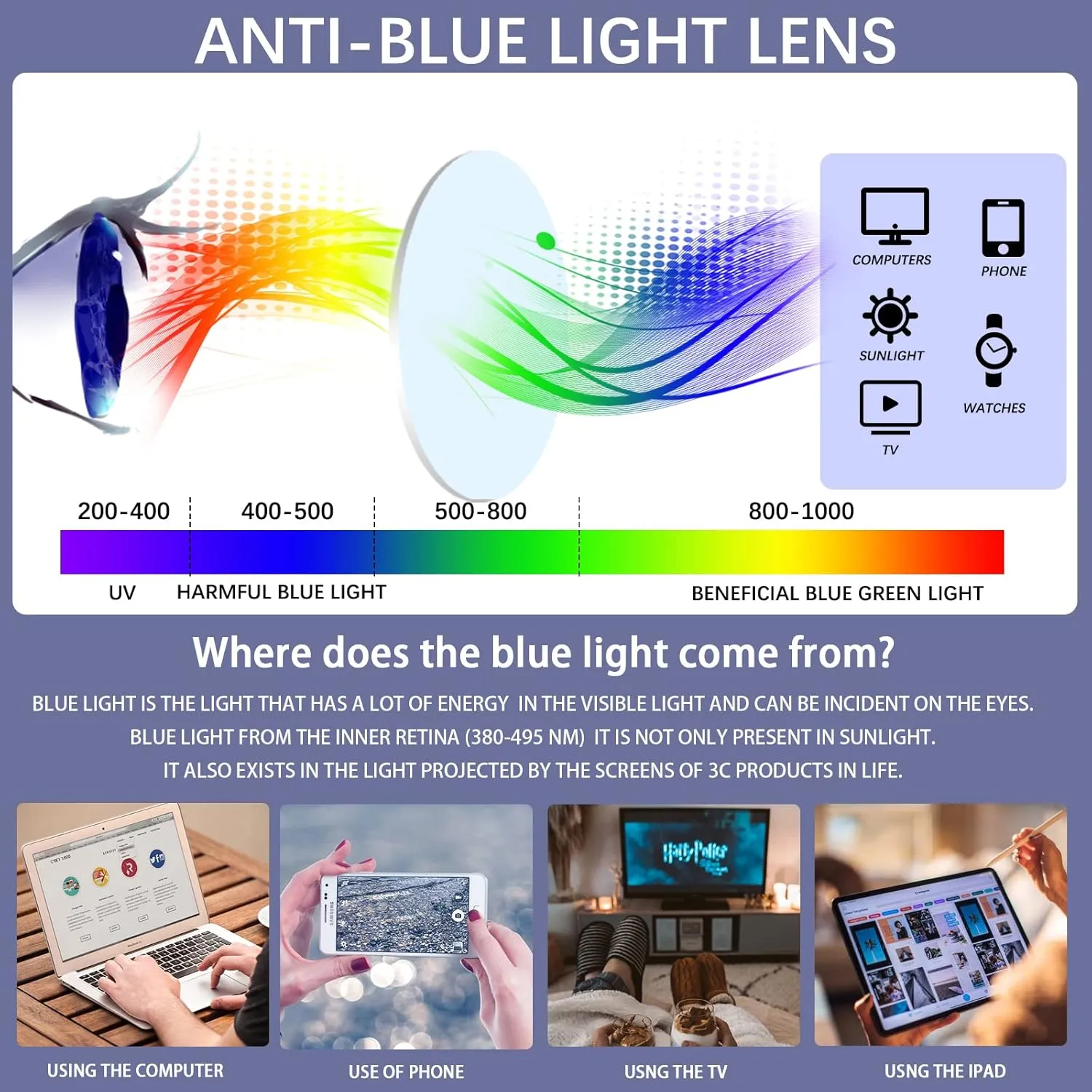 VIDEBLA 5 Pack Blue Light Blocking Reading Glasses,Spring Hinge Readers for Women Men,Anti UV Ray Filter Nerd Eyeglasses