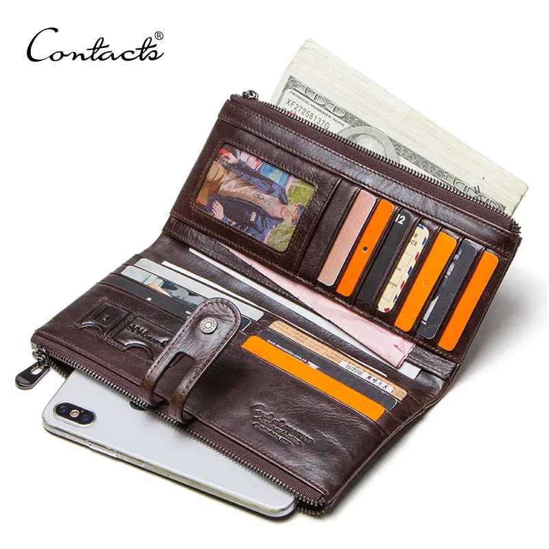 Vintage Leather Clutch Wallet with Zipper