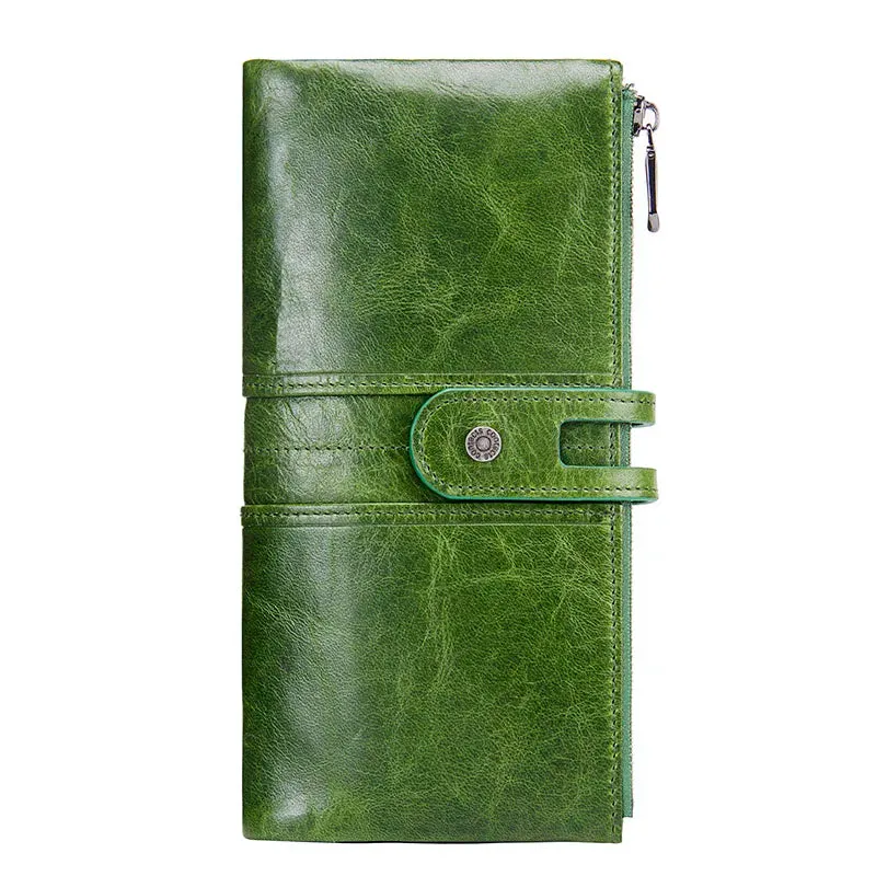 Vintage Leather Clutch Wallet with Zipper