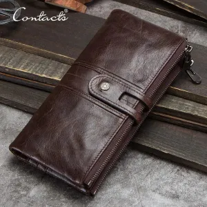 Vintage Leather Clutch Wallet with Zipper