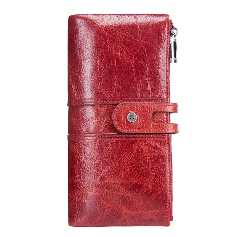 Vintage Leather Clutch Wallet with Zipper