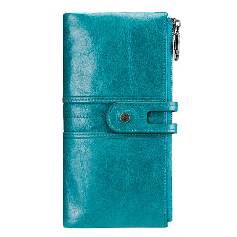 Vintage Leather Clutch Wallet with Zipper
