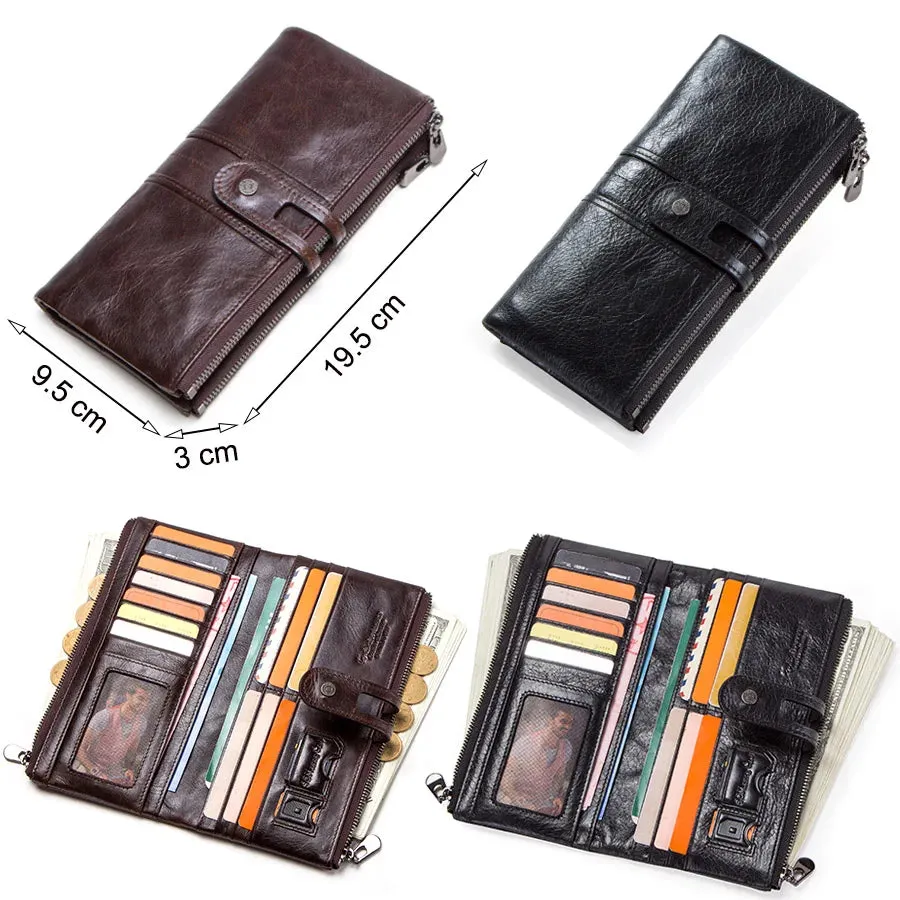Vintage Leather Clutch Wallet with Zipper