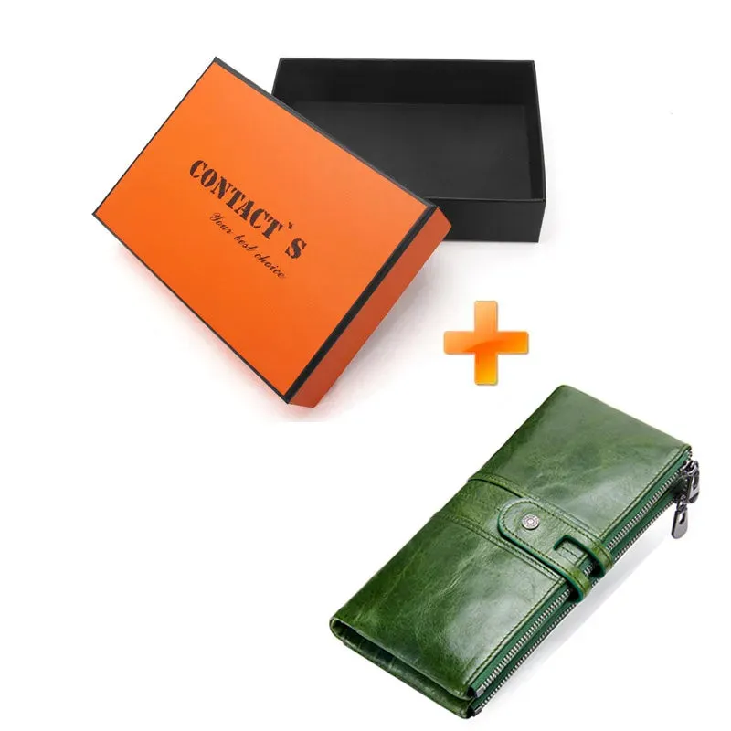 Vintage Leather Clutch Wallet with Zipper