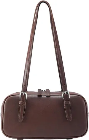 Vintage PU Top Handle Handbag for Women - Stylish Shoulder Bag with Zipper Closure, Everyday Use