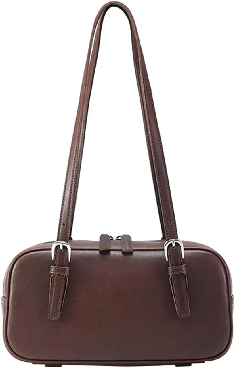 Vintage PU Top Handle Handbag for Women - Stylish Shoulder Bag with Zipper Closure, Everyday Use